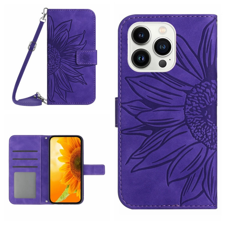 เคสโทรศัพท์หนังพับลายดอกทานตะวัน Skin Feel พร้อมสายคล้อง สำหรับ iPhone Air, สำหรับ iPhone 16 Pro Max, สำหรับ iPhone 16 Pro, สำหรับ iPhone 16 Plus