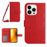 เคสโทรศัพท์หนังพับลายดอกทานตะวัน Skin Feel พร้อมสายคล้อง สำหรับ iPhone Air, สำหรับ iPhone 16 Pro Max, สำหรับ iPhone 16 Pro, สำหรับ iPhone 16 Plus