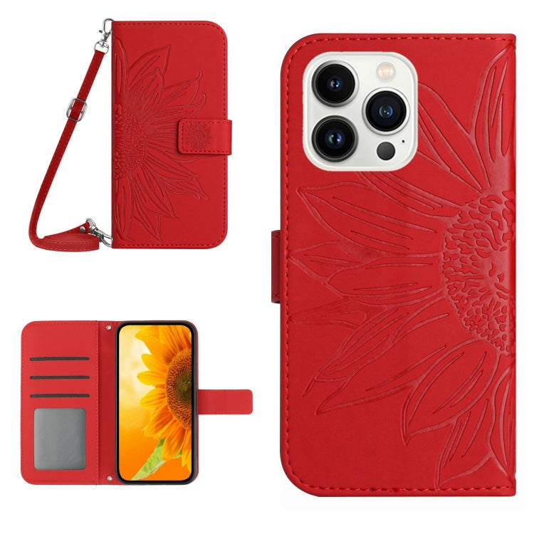 เคสโทรศัพท์หนังพับลายดอกทานตะวัน Skin Feel พร้อมสายคล้อง สำหรับ iPhone Air, สำหรับ iPhone 16 Pro Max, สำหรับ iPhone 16 Pro, สำหรับ iPhone 16 Plus