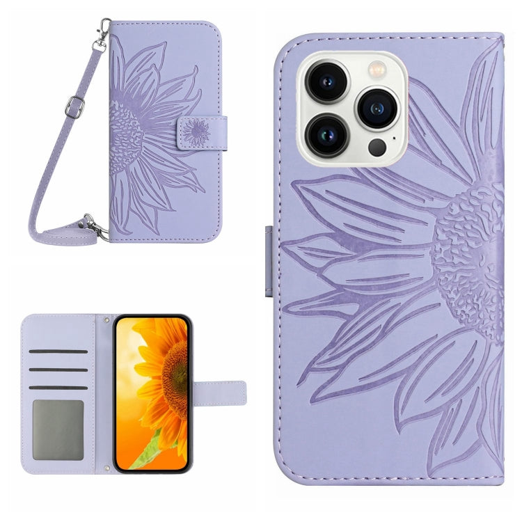 เคสโทรศัพท์หนังพับลายดอกทานตะวัน Skin Feel พร้อมสายคล้อง สำหรับ iPhone Air, สำหรับ iPhone 16 Pro Max, สำหรับ iPhone 16 Pro, สำหรับ iPhone 16 Plus