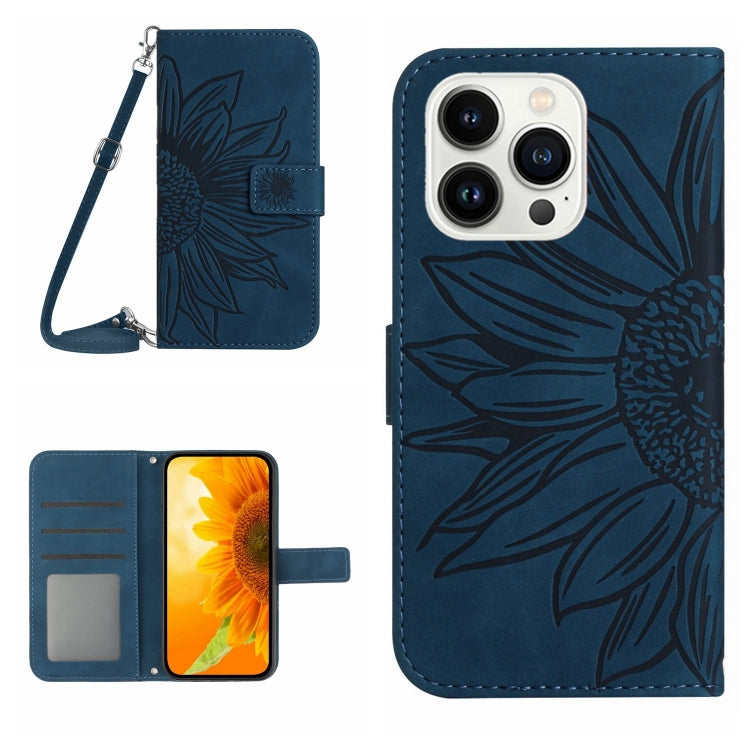 เคสโทรศัพท์หนังพับลายดอกทานตะวัน Skin Feel พร้อมสายคล้อง สำหรับ iPhone Air, สำหรับ iPhone 16 Pro Max, สำหรับ iPhone 16 Pro, สำหรับ iPhone 16 Plus
