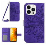 เคสโทรศัพท์หนังพับลายดอกทานตะวัน Skin Feel พร้อมสายคล้อง สำหรับ iPhone Air, สำหรับ iPhone 16 Pro Max, สำหรับ iPhone 16 Pro, สำหรับ iPhone 16 Plus