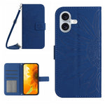 เคสโทรศัพท์หนังพับลายดอกทานตะวัน Skin Feel พร้อมสายคล้อง สำหรับ iPhone Air, สำหรับ iPhone 16 Pro Max, สำหรับ iPhone 16 Pro, สำหรับ iPhone 16 Plus