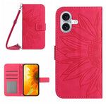 เคสโทรศัพท์หนังพับลายดอกทานตะวัน Skin Feel พร้อมสายคล้อง สำหรับ iPhone Air, สำหรับ iPhone 16 Pro Max, สำหรับ iPhone 16 Pro, สำหรับ iPhone 16 Plus