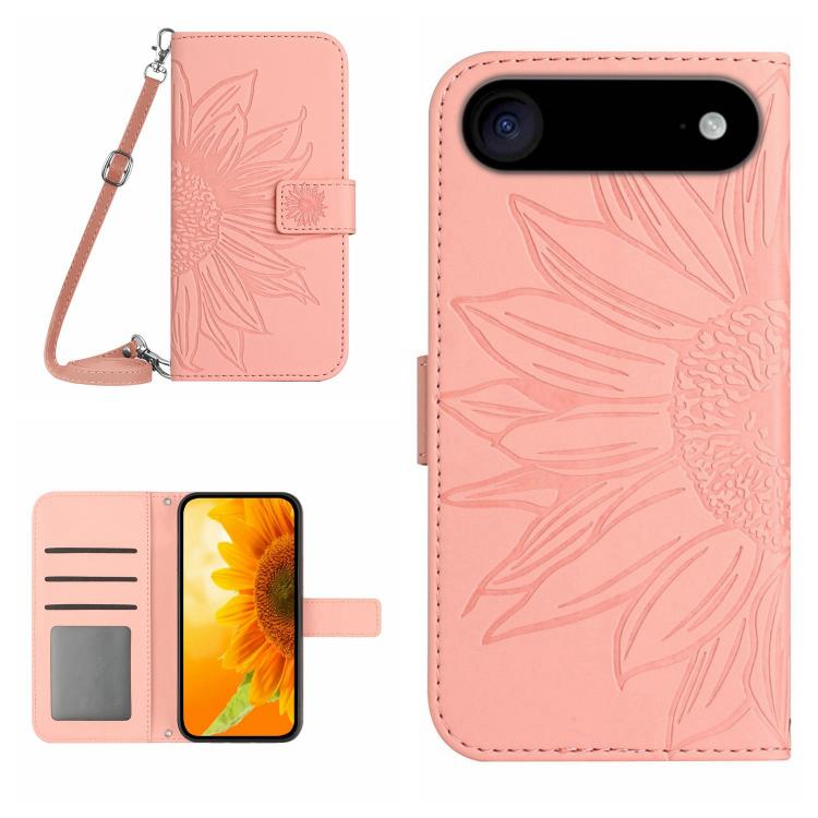 เคสโทรศัพท์หนังพับลายดอกทานตะวัน Skin Feel พร้อมสายคล้อง สำหรับ iPhone Air, สำหรับ iPhone 16 Pro Max, สำหรับ iPhone 16 Pro, สำหรับ iPhone 16 Plus