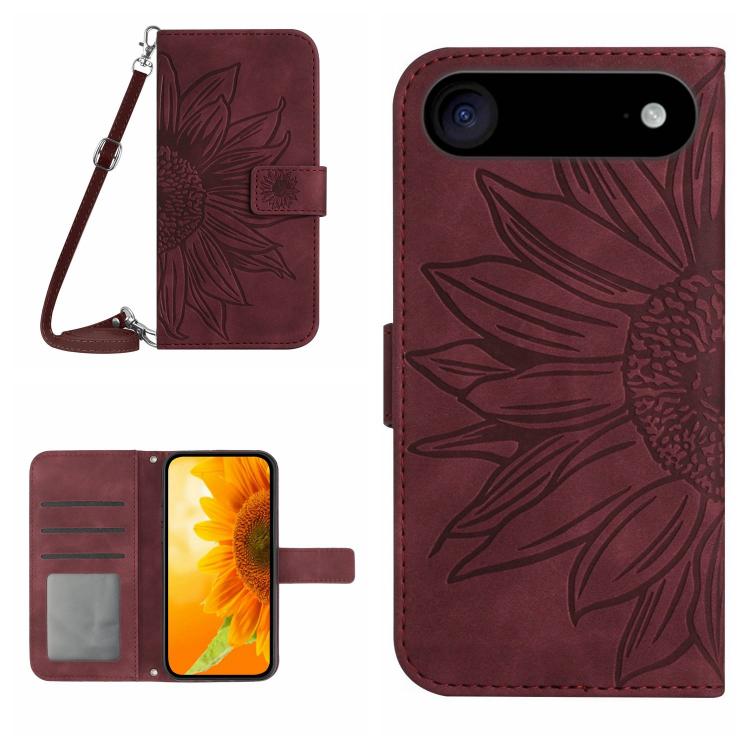 เคสโทรศัพท์หนังพับลายดอกทานตะวัน Skin Feel พร้อมสายคล้อง สำหรับ iPhone Air, สำหรับ iPhone 16 Pro Max, สำหรับ iPhone 16 Pro, สำหรับ iPhone 16 Plus