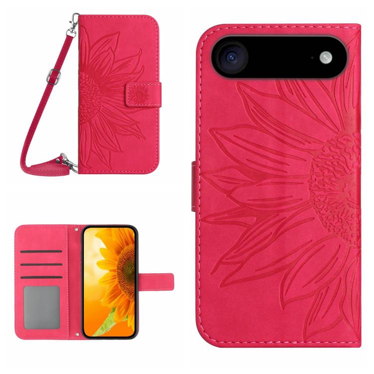 เคสโทรศัพท์หนังพับลายดอกทานตะวัน Skin Feel พร้อมสายคล้อง สำหรับ iPhone Air, สำหรับ iPhone 16 Pro Max, สำหรับ iPhone 16 Pro, สำหรับ iPhone 16 Plus