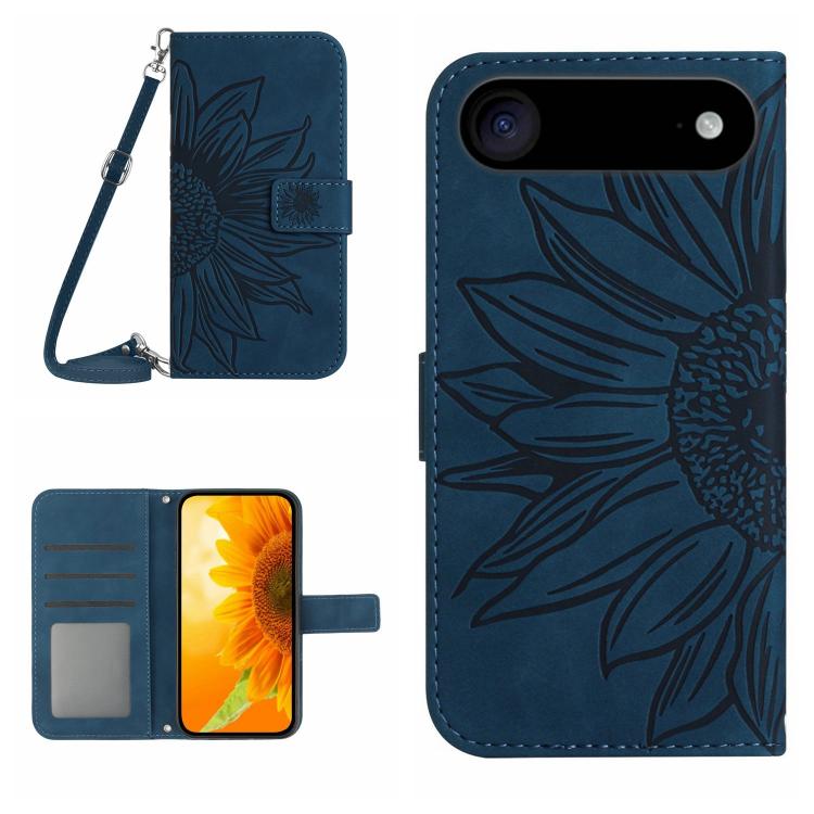 เคสโทรศัพท์หนังพับลายดอกทานตะวัน Skin Feel พร้อมสายคล้อง สำหรับ iPhone Air, สำหรับ iPhone 16 Pro Max, สำหรับ iPhone 16 Pro, สำหรับ iPhone 16 Plus