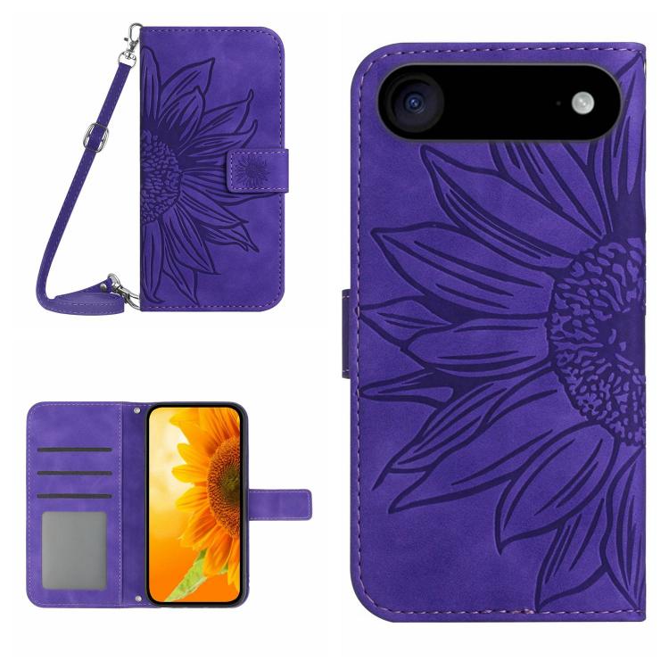 เคสโทรศัพท์หนังพับลายดอกทานตะวัน Skin Feel พร้อมสายคล้อง สำหรับ iPhone Air, สำหรับ iPhone 16 Pro Max, สำหรับ iPhone 16 Pro, สำหรับ iPhone 16 Plus
