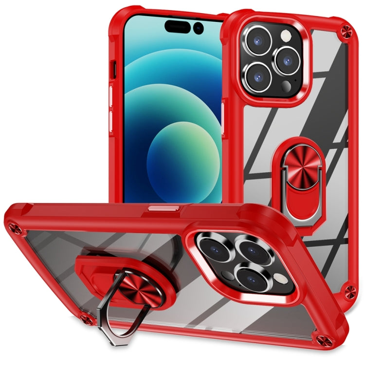 เคสโทรศัพท์ป้องกันเลนส์ TPU + PC พร้อมที่จับแหวน สำหรับ iPhone 17e / 16e, สำหรับ iPhone 17 Pro Max, สำหรับ iPhone 17, สำหรับ iPhone Air, สำหรับ iPhone 16 Pro Max, สำหรับ iPhone 16 Pro, สำหรับ iPhone 16 Plus, สำหรับ iPhone 16, สำหรับ iPhone 15 Pro Max