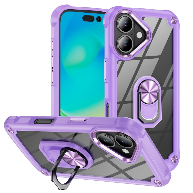 เคสโทรศัพท์ป้องกันเลนส์ TPU + PC พร้อมที่จับแหวน สำหรับ iPhone 17e / 16e, สำหรับ iPhone 17 Pro Max, สำหรับ iPhone 17, สำหรับ iPhone Air, สำหรับ iPhone 16 Pro Max, สำหรับ iPhone 16 Pro, สำหรับ iPhone 16 Plus, สำหรับ iPhone 16, สำหรับ iPhone 15 Pro Max