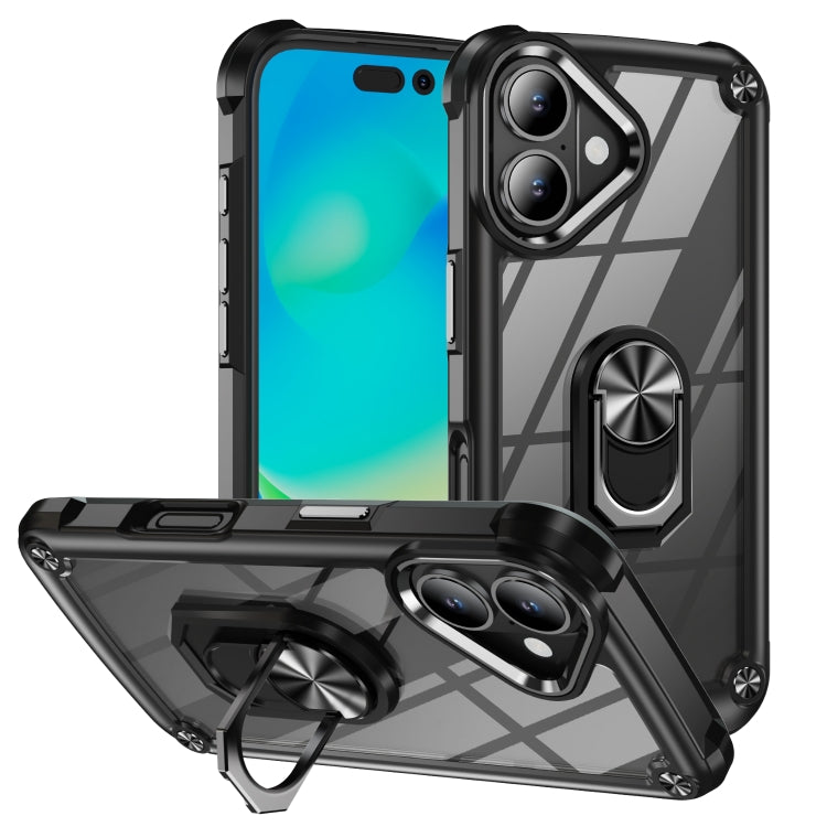 เคสโทรศัพท์ป้องกันเลนส์ TPU + PC พร้อมที่จับแหวน สำหรับ iPhone 17e / 16e, สำหรับ iPhone 17 Pro Max, สำหรับ iPhone 17, สำหรับ iPhone Air, สำหรับ iPhone 16 Pro Max, สำหรับ iPhone 16 Pro, สำหรับ iPhone 16 Plus, สำหรับ iPhone 16, สำหรับ iPhone 15 Pro Max