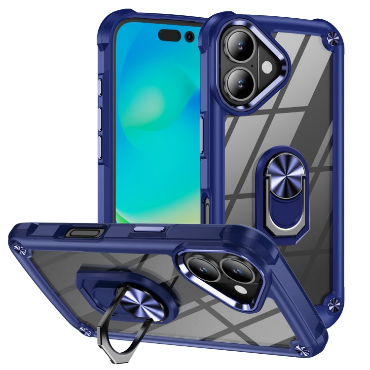 เคสโทรศัพท์ป้องกันเลนส์ TPU + PC พร้อมที่จับแหวน สำหรับ iPhone 17e / 16e, สำหรับ iPhone 17 Pro Max, สำหรับ iPhone 17, สำหรับ iPhone Air, สำหรับ iPhone 16 Pro Max, สำหรับ iPhone 16 Pro, สำหรับ iPhone 16 Plus, สำหรับ iPhone 16, สำหรับ iPhone 15 Pro Max