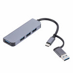 2301 สถานีเชื่อมต่อมัลติฟังก์ชัน 4 in 1 USB+USB-C/Type-C เป็น USB HUB อะแดปเตอร์, 2301