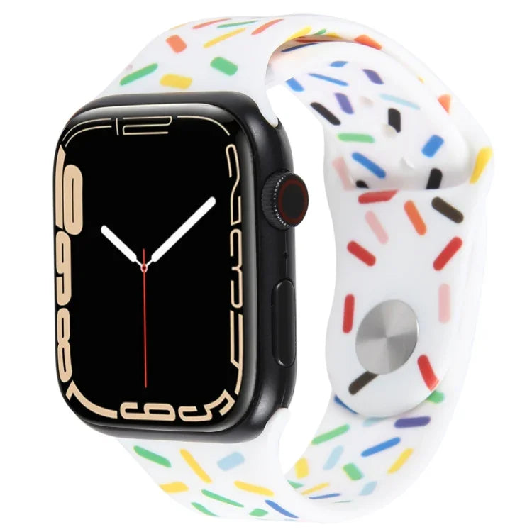 สายซิลิโคนลายหยดฝนสีรุ้ง สำหรับ Apple Watch ขนาด 42 มม. และ 38 มม.