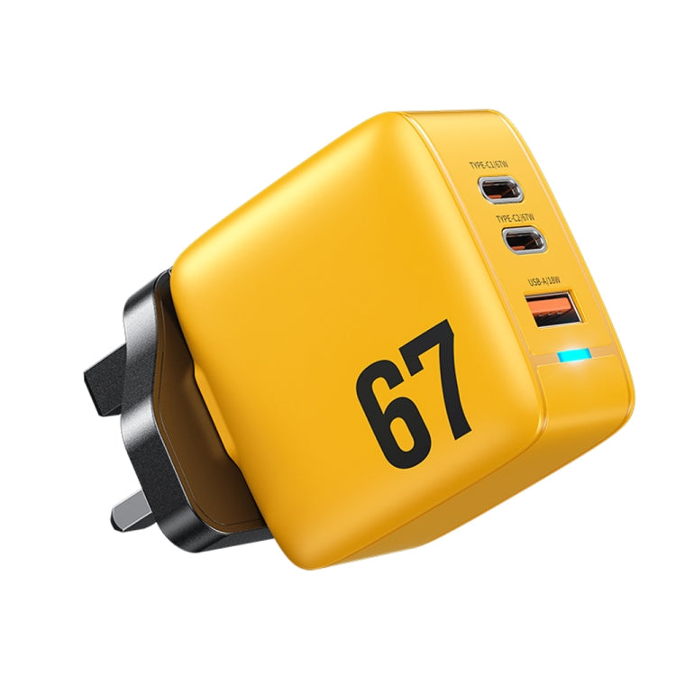 WK WP-U141 67W USB+Double USB-C / Type-C GaN Charger, CN Plug, US Plug, EU Plug, UK Plug
