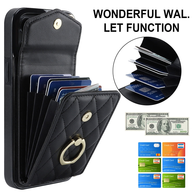 เคสโทรศัพท์กระเป๋าใส่บัตรลายข้าวหลามตัดพร้อมสายคล้องยาว สำหรับ iPhone 14 Pro Max, สำหรับ iPhone 13 Pro Max, สำหรับ iPhone 13 Pro, สำหรับ iPhone 13, สำหรับ iPhone 12 / 12 Pro, สำหรับ iPhone 12 Pro Max