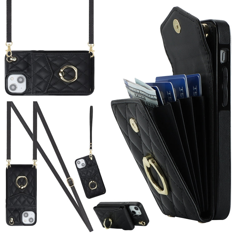 เคสโทรศัพท์กระเป๋าใส่บัตรลายข้าวหลามตัดพร้อมสายคล้องยาว สำหรับ iPhone 14 Pro Max, สำหรับ iPhone 13 Pro Max, สำหรับ iPhone 13 Pro, สำหรับ iPhone 13, สำหรับ iPhone 12 / 12 Pro, สำหรับ iPhone 12 Pro Max