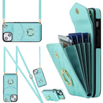 เคสโทรศัพท์กระเป๋าใส่บัตรลายข้าวหลามตัดพร้อมสายคล้องยาว สำหรับ iPhone 14 Pro Max, สำหรับ iPhone 13 Pro Max, สำหรับ iPhone 13 Pro, สำหรับ iPhone 13, สำหรับ iPhone 12 / 12 Pro, สำหรับ iPhone 12 Pro Max