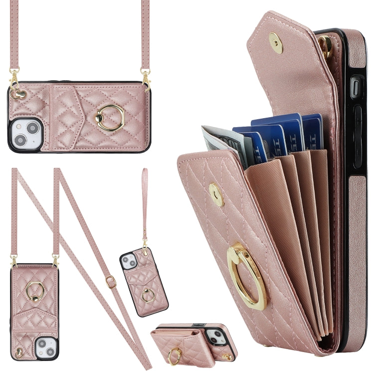 เคสโทรศัพท์กระเป๋าใส่บัตรลายข้าวหลามตัดพร้อมสายคล้องยาว สำหรับ iPhone 14 Pro Max, สำหรับ iPhone 13 Pro Max, สำหรับ iPhone 13 Pro, สำหรับ iPhone 13, สำหรับ iPhone 12 / 12 Pro, สำหรับ iPhone 12 Pro Max