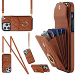 เคสโทรศัพท์กระเป๋าใส่บัตรลายข้าวหลามตัดพร้อมสายคล้องยาว สำหรับ iPhone 14 Pro Max, สำหรับ iPhone 13 Pro Max, สำหรับ iPhone 13 Pro, สำหรับ iPhone 13, สำหรับ iPhone 12 / 12 Pro, สำหรับ iPhone 12 Pro Max