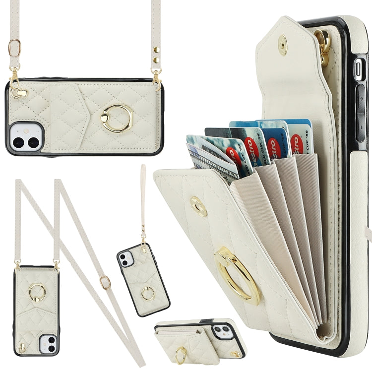 เคสโทรศัพท์กระเป๋าใส่บัตรลายข้าวหลามตัดพร้อมสายคล้องยาว สำหรับ iPhone 11 Pro Max, สำหรับ iPhone 11, สำหรับ iPhone 11 Pro, สำหรับ iPhone XR, สำหรับ iPhone XS Max