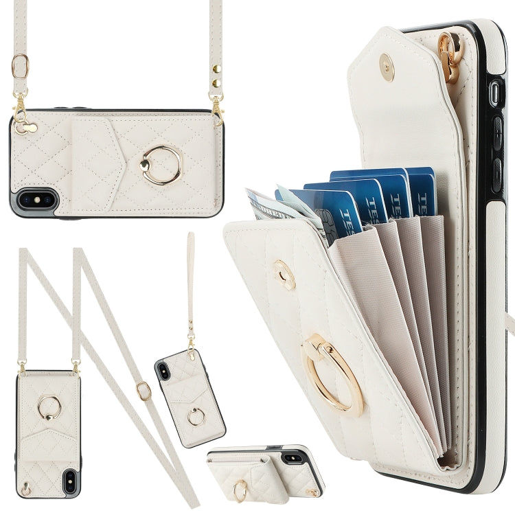 เคสโทรศัพท์กระเป๋าใส่บัตรลายข้าวหลามตัดพร้อมสายคล้องยาว สำหรับ iPhone 11 Pro Max, สำหรับ iPhone 11, สำหรับ iPhone 11 Pro, สำหรับ iPhone XR, สำหรับ iPhone XS Max
