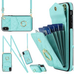 เคสโทรศัพท์กระเป๋าใส่บัตรลายข้าวหลามตัดพร้อมสายคล้องยาว สำหรับ iPhone 11 Pro Max, สำหรับ iPhone 11, สำหรับ iPhone 11 Pro, สำหรับ iPhone XR, สำหรับ iPhone XS Max