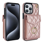 เคสโทรศัพท์กระเป๋าใส่บัตรลายข้าวหลามตัดพร้อมสายคล้องยาว สำหรับ iPhone 17e / 16e, สำหรับ iPhone 17 Pro Max, สำหรับ iPhone 17 Pro, สำหรับ iPhone 17, สำหรับ iPhone Air, สำหรับ iPhone 15 Pro Max