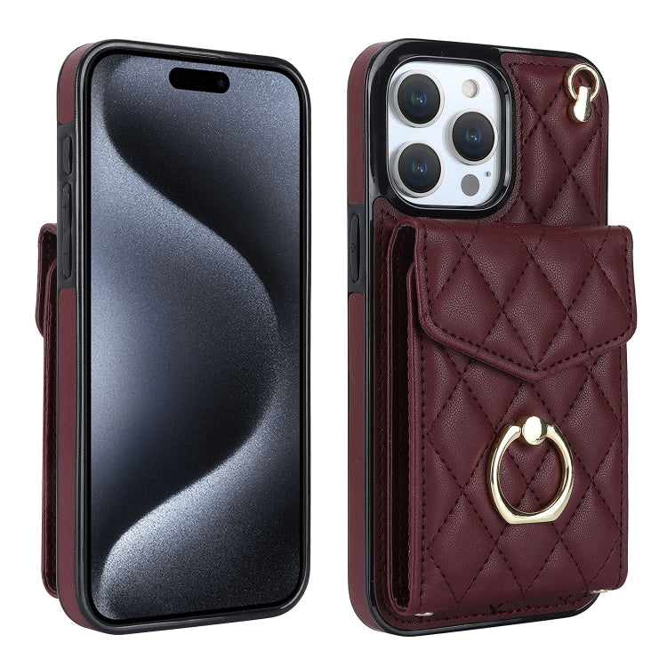 เคสโทรศัพท์กระเป๋าใส่บัตรลายข้าวหลามตัดพร้อมสายคล้องยาว สำหรับ iPhone 17e / 16e, สำหรับ iPhone 17 Pro Max, สำหรับ iPhone 17 Pro, สำหรับ iPhone 17, สำหรับ iPhone Air, สำหรับ iPhone 15 Pro Max