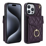 เคสโทรศัพท์กระเป๋าใส่บัตรลายข้าวหลามตัดพร้อมสายคล้องยาว สำหรับ iPhone 17e / 16e, สำหรับ iPhone 17 Pro Max, สำหรับ iPhone 17 Pro, สำหรับ iPhone 17, สำหรับ iPhone Air, สำหรับ iPhone 15 Pro Max
