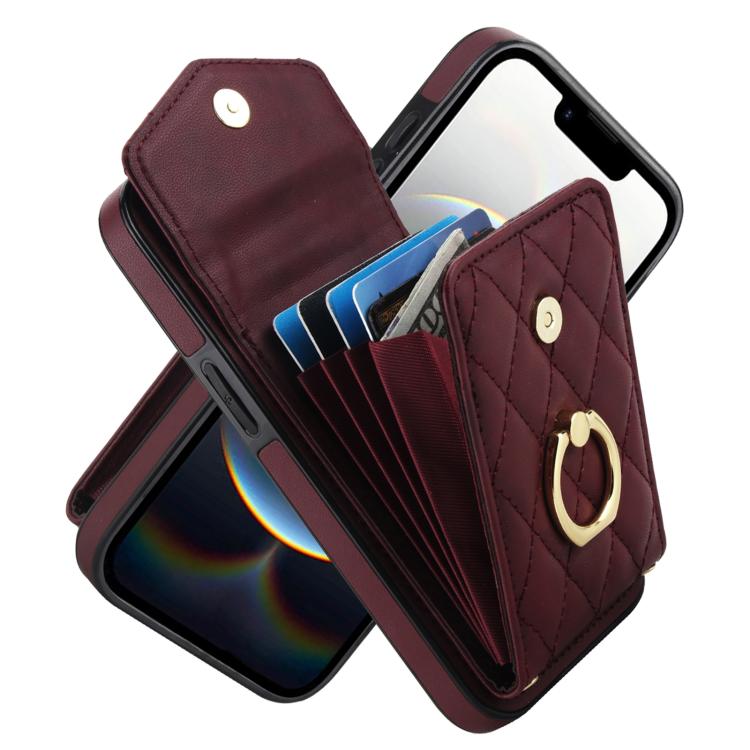 เคสโทรศัพท์กระเป๋าใส่บัตรลายข้าวหลามตัดพร้อมสายคล้องยาว สำหรับ iPhone 17e / 16e, สำหรับ iPhone 17 Pro Max, สำหรับ iPhone 17 Pro, สำหรับ iPhone 17, สำหรับ iPhone Air, สำหรับ iPhone 15 Pro Max