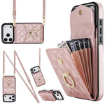 เคสโทรศัพท์กระเป๋าใส่บัตรลายข้าวหลามตัดพร้อมสายคล้องยาว สำหรับ iPhone 17e / 16e, สำหรับ iPhone 17 Pro Max, สำหรับ iPhone 17 Pro, สำหรับ iPhone 17, สำหรับ iPhone Air, สำหรับ iPhone 15 Pro Max