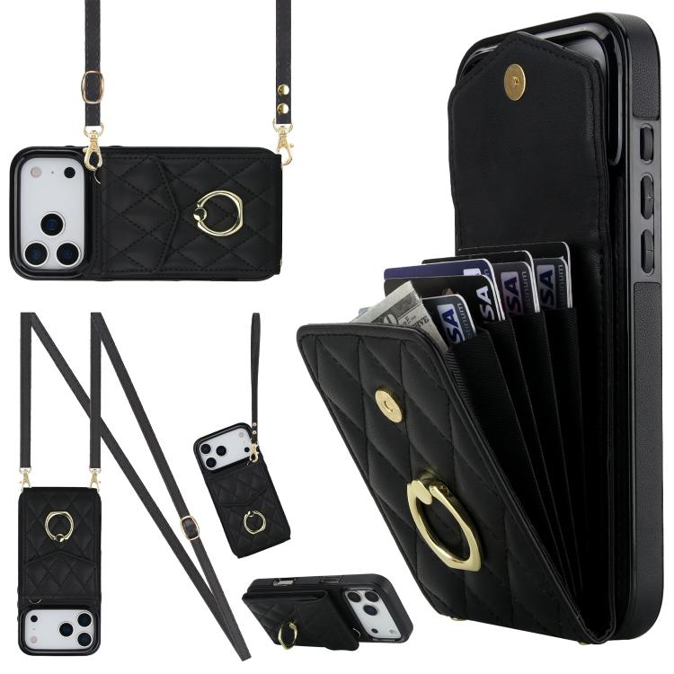 เคสโทรศัพท์กระเป๋าใส่บัตรลายข้าวหลามตัดพร้อมสายคล้องยาว สำหรับ iPhone 17e / 16e, สำหรับ iPhone 17 Pro Max, สำหรับ iPhone 17 Pro, สำหรับ iPhone 17, สำหรับ iPhone Air, สำหรับ iPhone 15 Pro Max