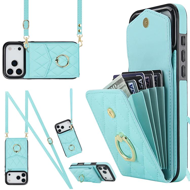 เคสโทรศัพท์กระเป๋าใส่บัตรลายข้าวหลามตัดพร้อมสายคล้องยาว สำหรับ iPhone 17e / 16e, สำหรับ iPhone 17 Pro Max, สำหรับ iPhone 17 Pro, สำหรับ iPhone 17, สำหรับ iPhone Air, สำหรับ iPhone 15 Pro Max