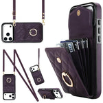 เคสโทรศัพท์กระเป๋าใส่บัตรลายข้าวหลามตัดพร้อมสายคล้องยาว สำหรับ iPhone 17e / 16e, สำหรับ iPhone 17 Pro Max, สำหรับ iPhone 17 Pro, สำหรับ iPhone 17, สำหรับ iPhone Air, สำหรับ iPhone 15 Pro Max