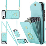 เคสโทรศัพท์กระเป๋าใส่บัตรลายข้าวหลามตัดพร้อมสายคล้องยาว สำหรับ iPhone 17e / 16e, สำหรับ iPhone 17 Pro Max, สำหรับ iPhone 17 Pro, สำหรับ iPhone 17, สำหรับ iPhone Air, สำหรับ iPhone 15 Pro Max