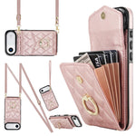 เคสโทรศัพท์กระเป๋าใส่บัตรลายข้าวหลามตัดพร้อมสายคล้องยาว สำหรับ iPhone 17e / 16e, สำหรับ iPhone 17 Pro Max, สำหรับ iPhone 17 Pro, สำหรับ iPhone 17, สำหรับ iPhone Air, สำหรับ iPhone 15 Pro Max