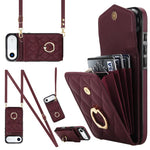 เคสโทรศัพท์กระเป๋าใส่บัตรลายข้าวหลามตัดพร้อมสายคล้องยาว สำหรับ iPhone 17e / 16e, สำหรับ iPhone 17 Pro Max, สำหรับ iPhone 17 Pro, สำหรับ iPhone 17, สำหรับ iPhone Air, สำหรับ iPhone 15 Pro Max