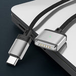 สายชาร์จแม่เหล็ก 140W Type-C เป็น Magsafe 3 สีเงินและสีน้ำเงิน