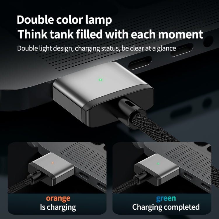 สายชาร์จแม่เหล็ก 140W Type-C เป็น Magsafe 3 สีเงินและสีน้ำเงิน