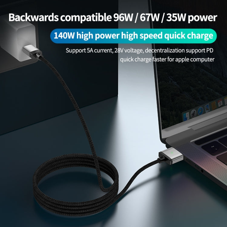 สายชาร์จแม่เหล็ก 140W Type-C เป็น Magsafe 3 สีเงินและสีน้ำเงิน