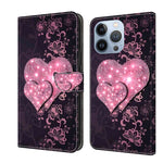 Crystal 3D Shockproof Protective Leather Phone Case, For iPhone 14 Pro Max, For iPhone 15