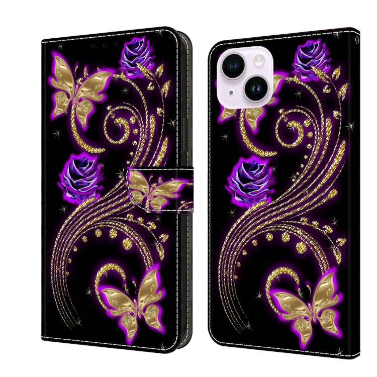 Crystal 3D Shockproof Protective Leather Phone Case, For iPhone 14 Pro, For iPhone 15 Plus