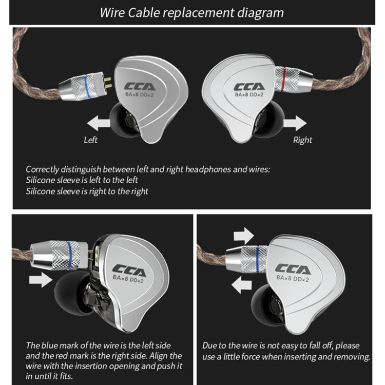 หูฟัง CCA CCA-C10 แบบเสียบ 3.5 มม. ชุบทอง สายไฮบริดควบคุม 10 หน่วย แบบใส่ในหู ไม่มีไมโครโฟน