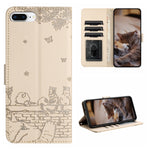 เคสโทรศัพท์หนังลายปั๊มแมวพร้อมสายคล้อง สำหรับ iPhone 11 Pro, สำหรับ iPhone XS Max, สำหรับ iPhone X, สำหรับ iPhone 7 Plus / 8 Plus