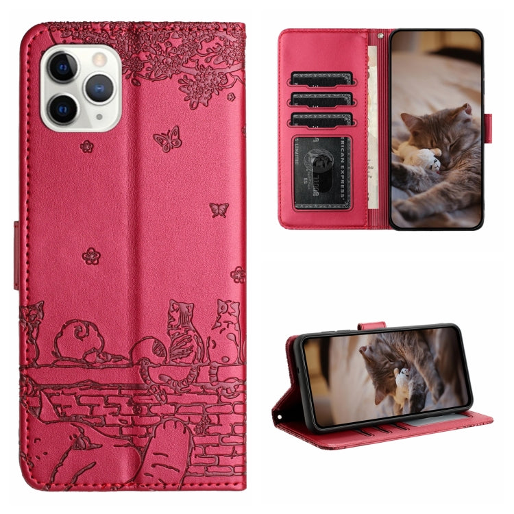 เคสโทรศัพท์หนังลายปั๊มแมวพร้อมสายคล้อง สำหรับ iPhone 11 Pro, สำหรับ iPhone XS Max, สำหรับ iPhone X, สำหรับ iPhone 7 Plus / 8 Plus