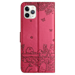 เคสโทรศัพท์หนังลายปั๊มแมวพร้อมสายคล้อง สำหรับ iPhone 11 Pro, สำหรับ iPhone XS Max, สำหรับ iPhone X, สำหรับ iPhone 7 Plus / 8 Plus