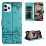 เคสโทรศัพท์หนังลายปั๊มแมวพร้อมสายคล้อง สำหรับ iPhone 11 Pro, สำหรับ iPhone XS Max, สำหรับ iPhone X, สำหรับ iPhone 7 Plus / 8 Plus