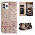 เคสโทรศัพท์หนังลายปั๊มแมวพร้อมสายคล้อง สำหรับ iPhone 11 Pro, สำหรับ iPhone XS Max, สำหรับ iPhone X, สำหรับ iPhone 7 Plus / 8 Plus